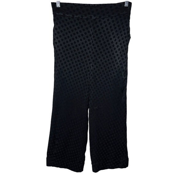 Madewell Drapey Jacquard Huston Pull-On Crop Pants sz S * Black Dotted Wide Leg - Picture 1 of 5